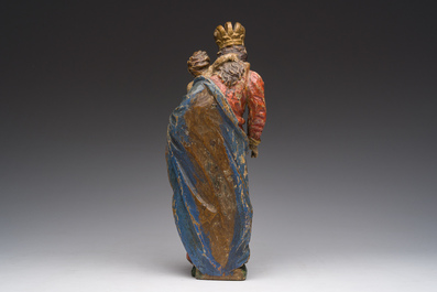 A Flemish polychromed wooden sculpture of The Madonna with Child, 18th C.