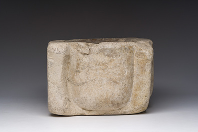 An early carved Balegem stone mortar, probably Flanders, 13th/15th C.