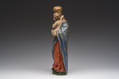 A Flemish polychromed wooden sculpture of The Madonna with Child, 18th C.