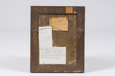 Flemish school: The apparition of the Virgin Mary to Saint Bernard of Clairvaux, oil on panel, 17th C.