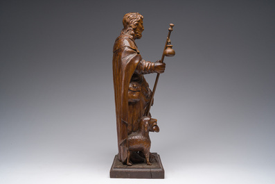 A Flemish chestnut 'Saint Roch' sculpture, 18th C.