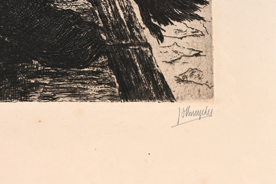 Jules De Bruycker (1870-1945): 'Balayeur de rue', etching, dated 1906