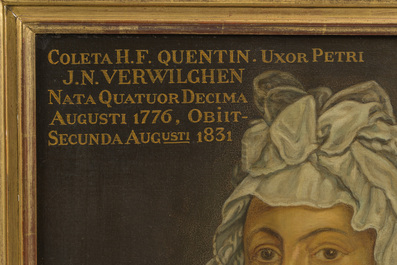 Ecole belge: Double portrait de Petrus Jacobus Nicolaes Verwilghen et Coleta Francisca Antonia Quentin, huile sur panneau, 19&egrave;me si&egrave;cle