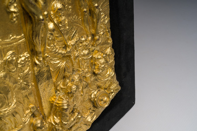 A gilt bronze 'Crucifixion' relief, probably Germany, 17th C.