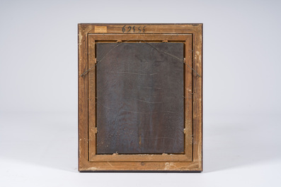 &Eacute;cole belge: Portrait de Barbe C&eacute;cile Constance van Hille, huile sur panneau, 19&egrave;me si&egrave;cle