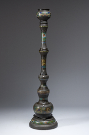 A large Japanese bronze and champlev&eacute; torch&egrave;re, Meiji, ca. 1900