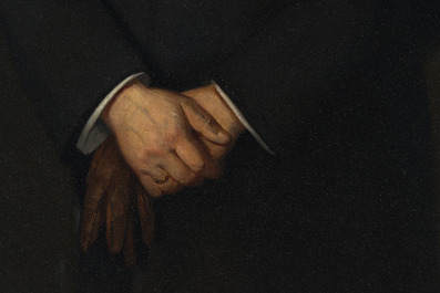 Gaston Van Haeys (19&egrave;me/20&egrave;me si&egrave;cle): Portrait de gentilhomme, huile sur toile, dat&eacute; de 1904