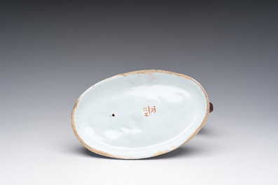 A polychrome Delftware model of a boar, probably Desvres, France, 19th C.