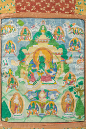 A 'Green Tara' thangka, Tibet or Nepal, 20th C.