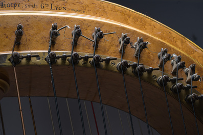 A French gilt bronze mounted wooden Pleyel chromatic harp, number 868, early 20th C.