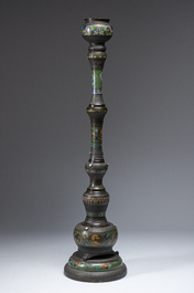 A large Japanese bronze and champlev&eacute; torch&egrave;re, Meiji, ca. 1900