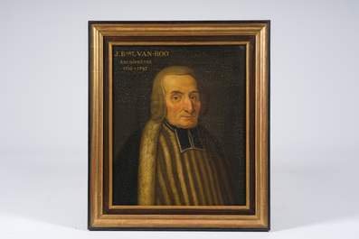 &Eacute;cole belge: Portrait de l'archipr&ecirc;tre J.B. Van Roo, huile sur panneau, 19&egrave;me si&egrave;cle