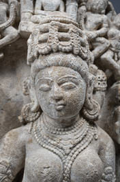 A fine Indian grey sandstone stele depicting Parvati, probably east-India, Pala period, 11th/12th C.