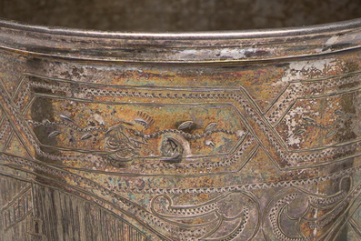 Ten Ottoman floral engraved silver cups with tughra and sah marks, mainly 19th C. (pre-1923)