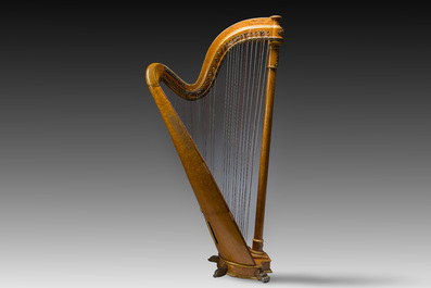 A French gilt bronze mounted wooden Pleyel chromatic harp, number 868, early 20th C.