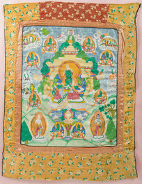 A 'Green Tara' thangka, Tibet or Nepal, 20th C.