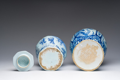 Two blue and white Dutch Delft vases, 17th/18th C.