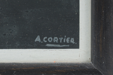 Am&eacute;d&eacute;e Cortier (1921-1976): Composition with circle, oil on paper