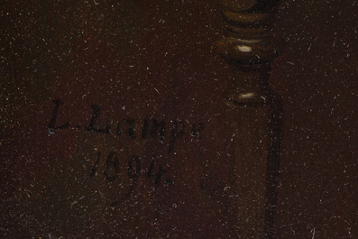 Louis Lampe (1840-?): La couturi&egrave;re &amp; la tricoteuse, huile sur panneau