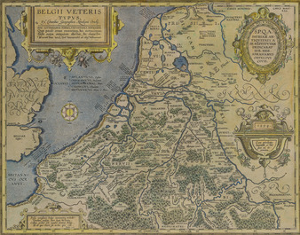 Four hand coloured engraved maps of Belgium, 16th/18th C.