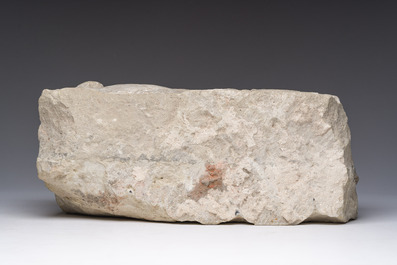 An architectural Balegem limestone fragment with a dragon, probably Flanders, 15th/16th C.