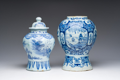 Two blue and white Dutch Delft vases, 17th/18th C.
