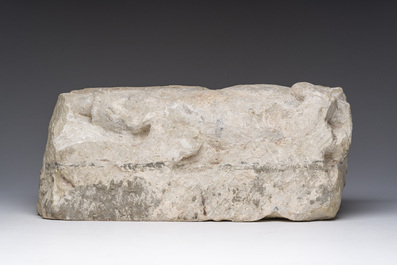 An architectural Balegem limestone fragment with a dragon, probably Flanders, 15th/16th C.