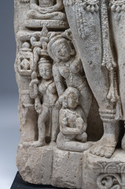 A fine Indian grey sandstone stele depicting Parvati, probably east-India, Pala period, 11th/12th C.