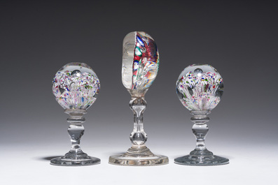 Drie glazen presse-papiers, 19de eeuw