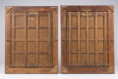 Edouard Van Speybrouck (1845-1928): Quatre natures mortes avec verres et vaisselle, huile sur panneau, dat&eacute; 1913-1917