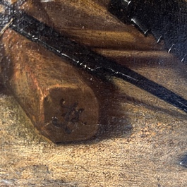 &Eacute;cole flamande: L'adoration des bergers, huile sur toile, 17&egrave;me si&egrave;cle