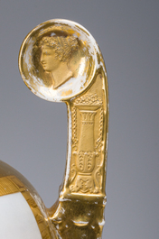 A pair of fine gilt and polychrome Paris porcelain 'animated landscapes' Empire vases, first half 19th C.