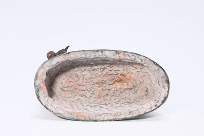 Indian school: Vishnu resting on Shesha or Ananta Shesha, king of the nagas, patinated bronze, 19th C.