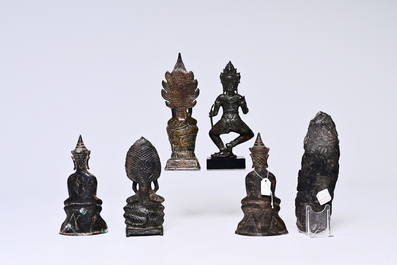 Zes votieve bronzen figuren van boeddhistische goden, Thailand en Birma, 10de eeuw en later