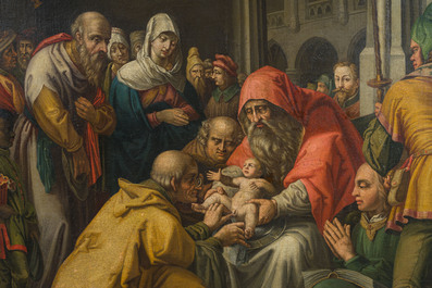 Flemish school, follower of Hendrick Goltzius (1558-1617): The circumcision of Christ, oil on canvas, 17th C.