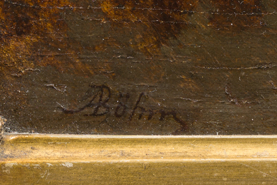 Auguste B&ouml;hm (1819-1891): Compagnie dans un jardin de parc, huile sur toile