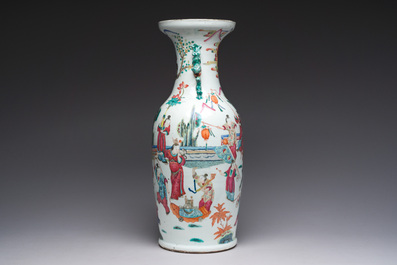 A Chinese famille rose 'qilin Song Zi and playing children' vase, 19th C.