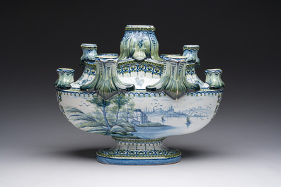 A polychrome French faience tulip vase, Saint-Cl&eacute;ment, 19th C.