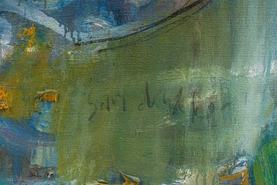 Sam Drukker (1957): 'Vrouw in water' (Woman in water), acrylic, oil and chalk on canvas, dated 1995-1996