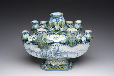 A polychrome French faience tulip vase, Saint-Cl&eacute;ment, 19th C.