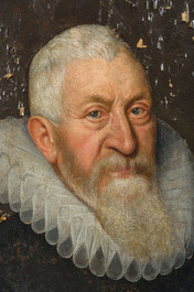 Flemish school: Portrait of a man with a pair of gloves in his hand, oil on panel, first half 17th C.