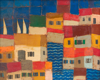 Jean Emile Oosterlynck (1915-1995): Marine, olie op doek