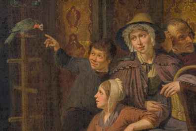 Joseph Geirnaert (1790-1859): 'Chez le notaire', huile sur toile, dat&eacute; 1837