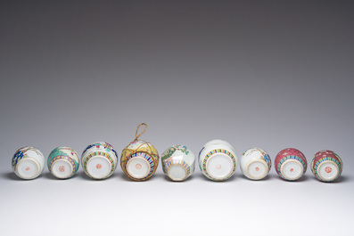 An extensive collection of Chinese blue, white, famille rose and verte porcelain and a pair of cloisonn&eacute; 'butterflies' vases, 20th C.