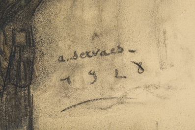 Albert Servaes (1883-1966): Kruisiging, gemengde techniek op papier, gedateerd 1928