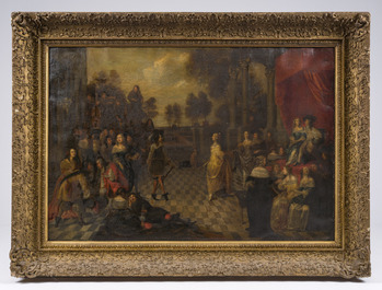 Flemish school, circle of Hieronymus Janssens (1624-1693): The court dance, oil on canvas, 17th C.