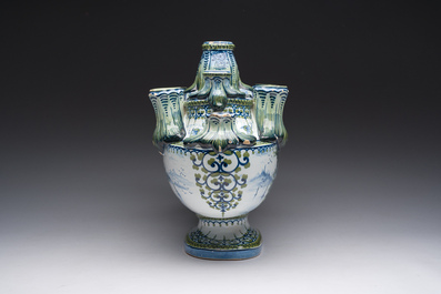A polychrome French faience tulip vase, Saint-Cl&eacute;ment, 19th C.