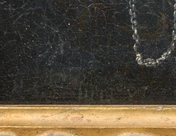 Illegibly signed, possibly School of Lille: Portrait of a nobleman with pocket watch, oil on canvas, 17th C.