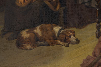 Joseph Geirnaert (1790-1859): 'Chez le notaire', huile sur toile, dat&eacute; 1837