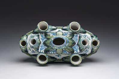 A polychrome French faience tulip vase, Saint-Cl&eacute;ment, 19th C.